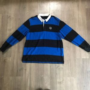 Rag & Bone Azre Blue Rugby Polo Longsleeve Shirt